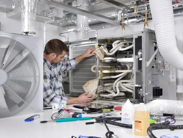 Wilmington Air Duct Cleaning specialist performing precision AC coil cleaning in Wilmington