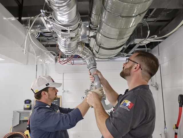 Wilmington Air Duct Cleaning technician performing thorough AC duct cleaning in Wilmington