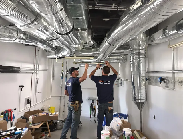 Wilmington Air Duct Cleaning technician applying professional duct sealing solutions in Wilmington