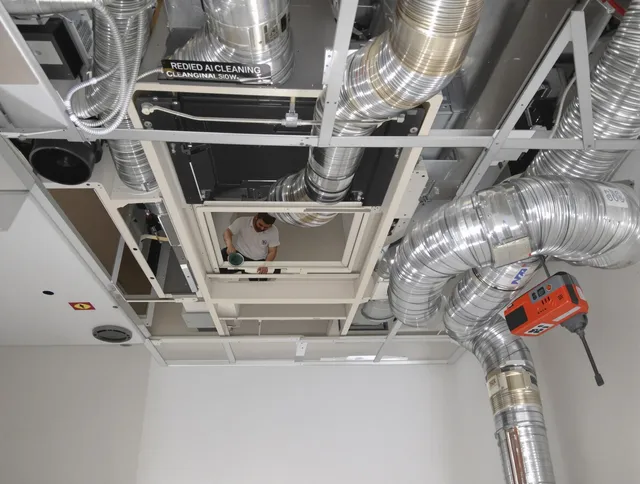 Wilmington Air Duct Cleaning technician performing detailed central duct system cleaning in Wilmington
