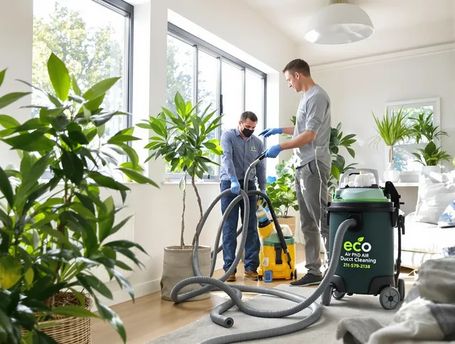 Wilmington Air Duct Cleaning technician performing eco-friendly duct cleaning using sustainable methods in Wilmington