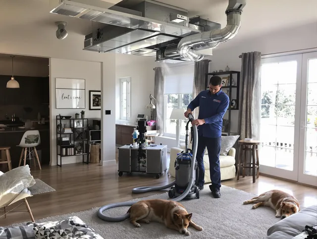 Wilmington Air Duct Cleaning technician performing detailed indoor duct cleaning for improved air quality in Wilmington